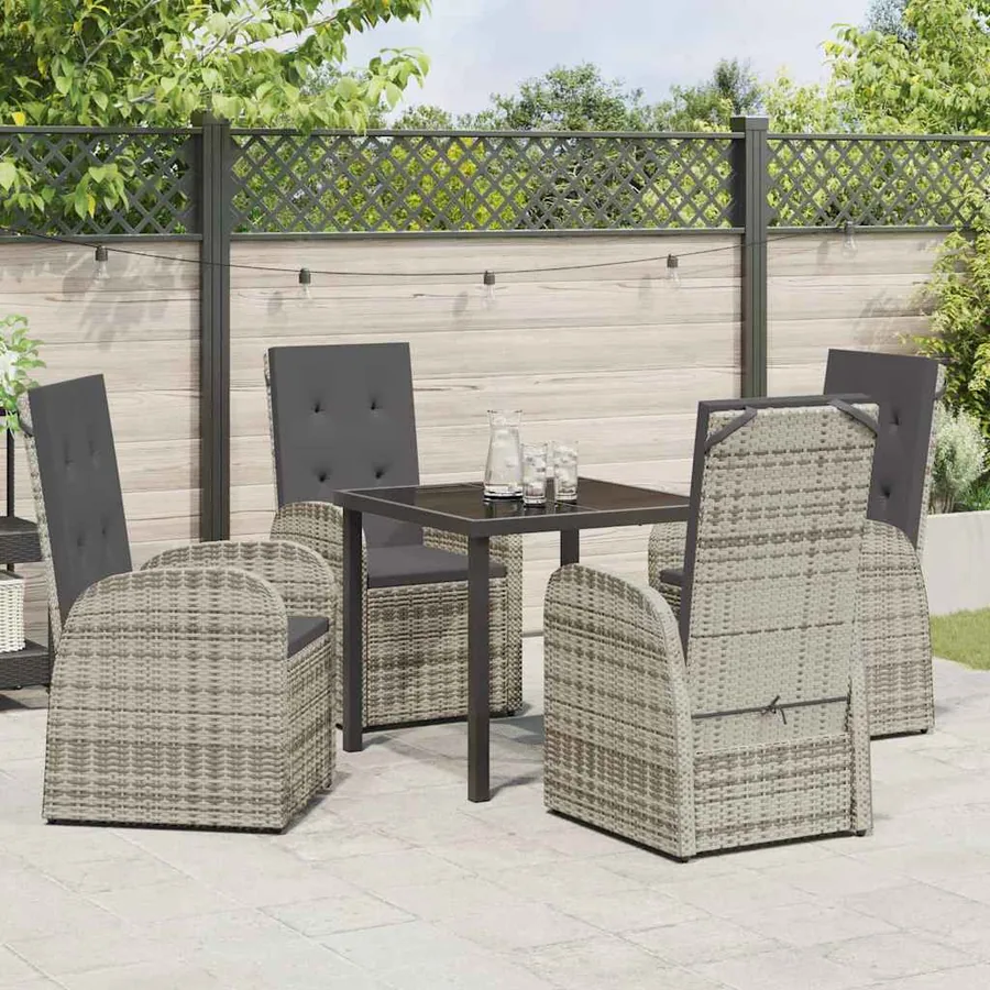 Ensemble de salle à manger pour jardin 5 pcs Gris polyrotin - 4
