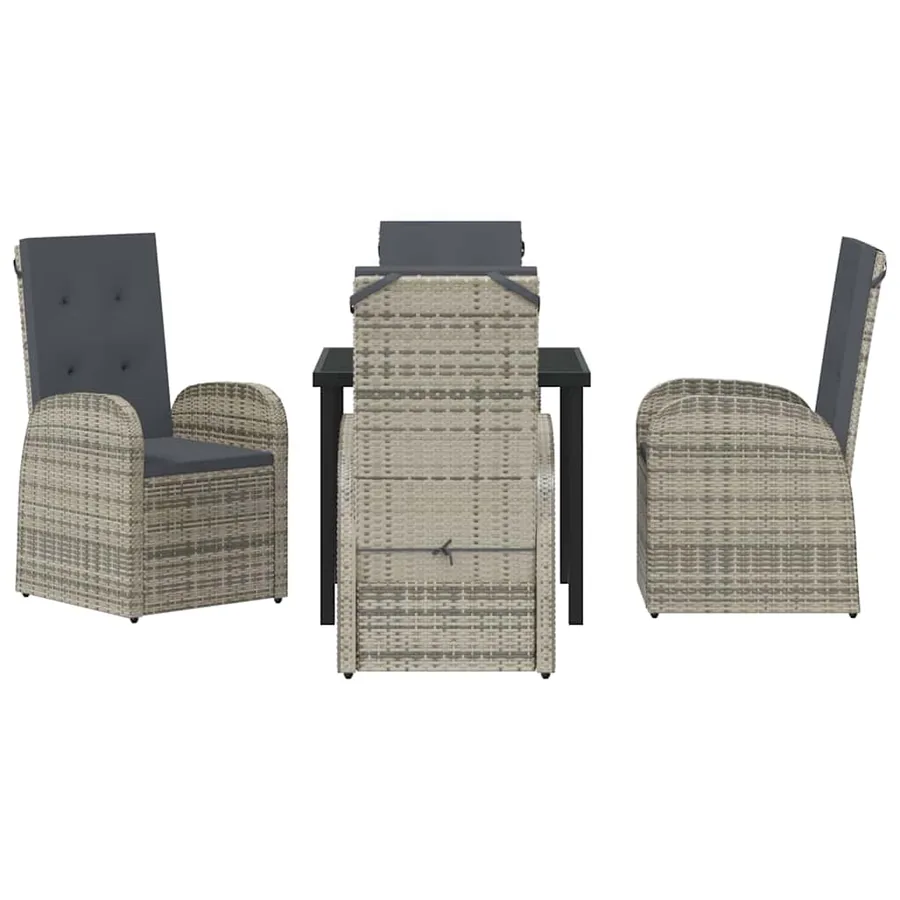 Ensemble de salle à manger pour jardin 5 pcs Gris polyrotin - 7