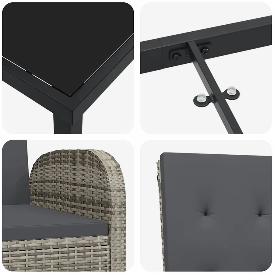 Ensemble de salle à manger pour jardin 5 pcs Gris polyrotin - 9