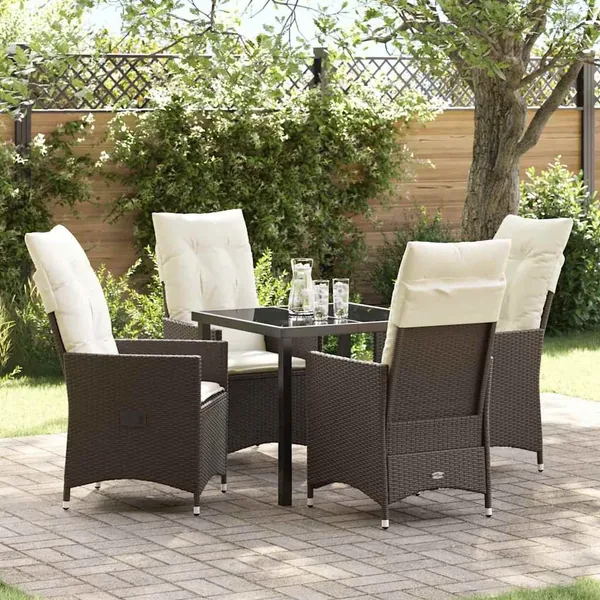 Ensemble de salle à manger pour jardin 5 pcs Marron polyrotin