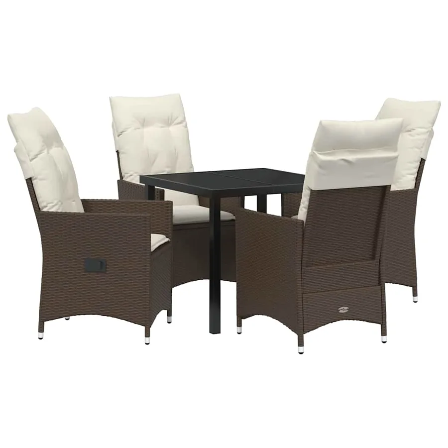 Ensemble de salle à manger pour jardin 5 pcs Marron polyrotin - 2