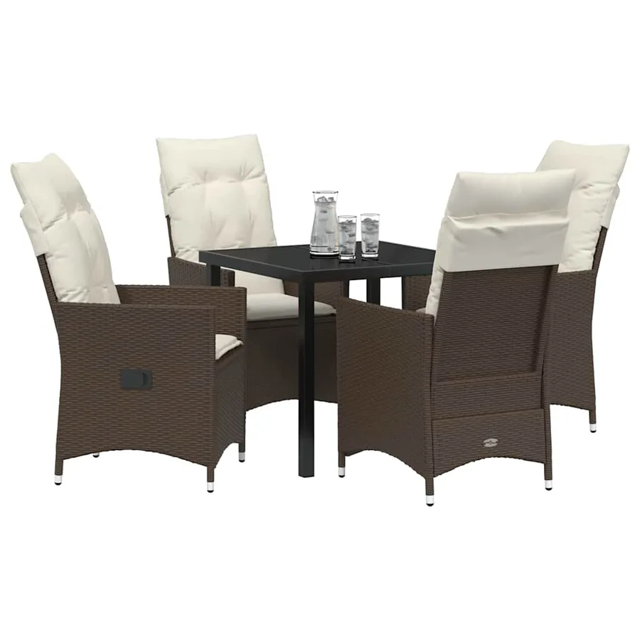 Ensemble de salle à manger pour jardin 5 pcs Marron polyrotin - 3