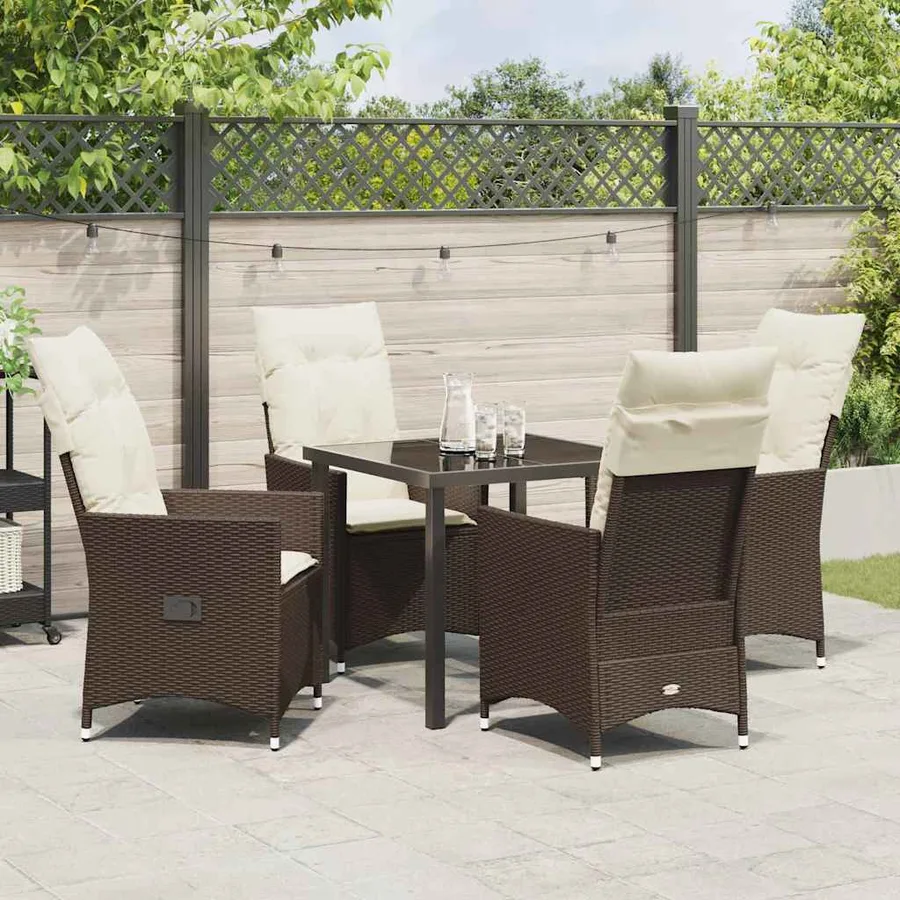 Ensemble de salle à manger pour jardin 5 pcs Marron polyrotin - 4