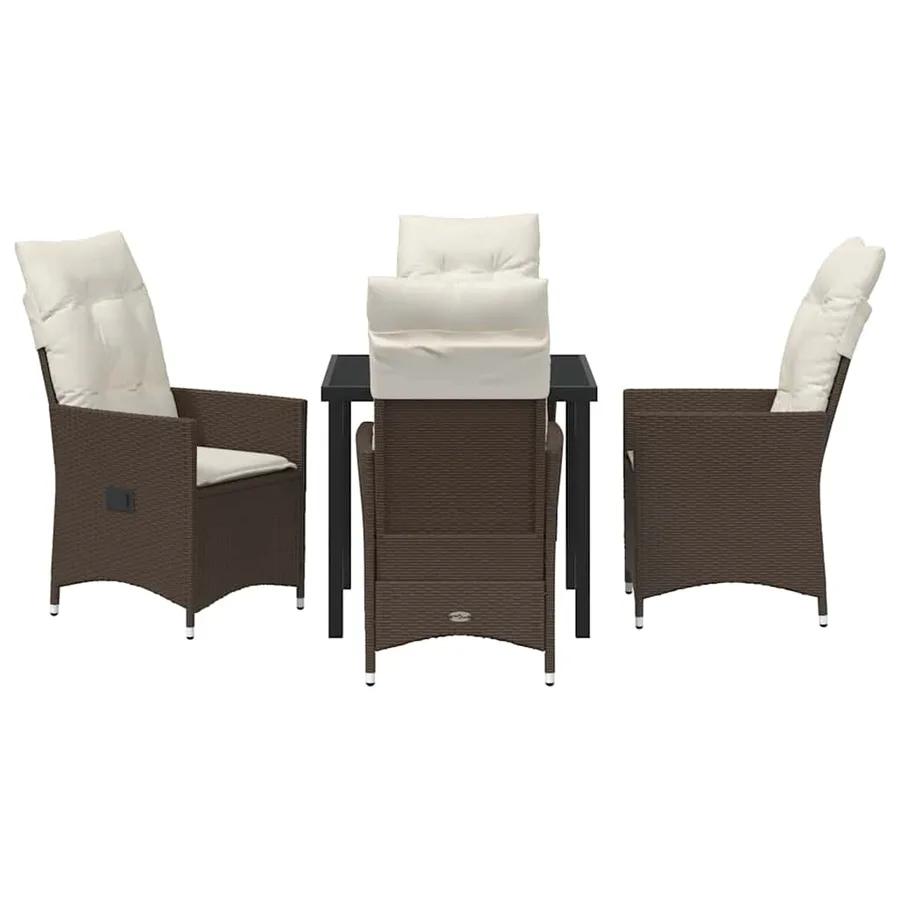 Ensemble de salle à manger pour jardin 5 pcs Marron polyrotin - 7
