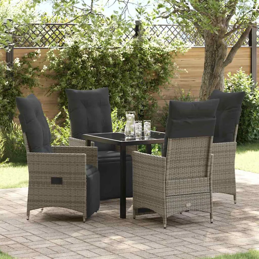 Ensemble de salle à manger pour jardin 5 pcs Gris polyrotin