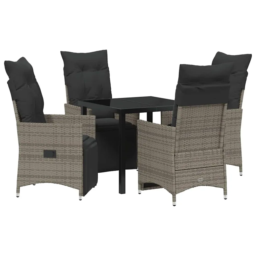 Ensemble de salle à manger pour jardin 5 pcs Gris polyrotin - 2