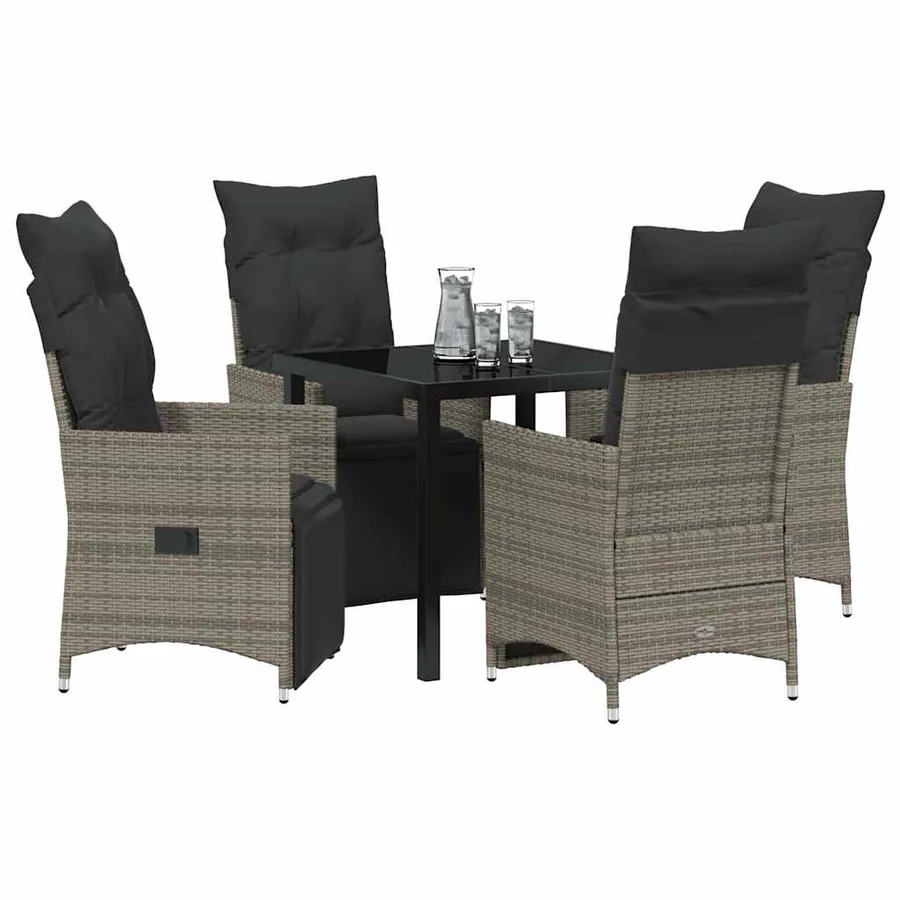 Ensemble de salle à manger pour jardin 5 pcs Gris polyrotin - 3