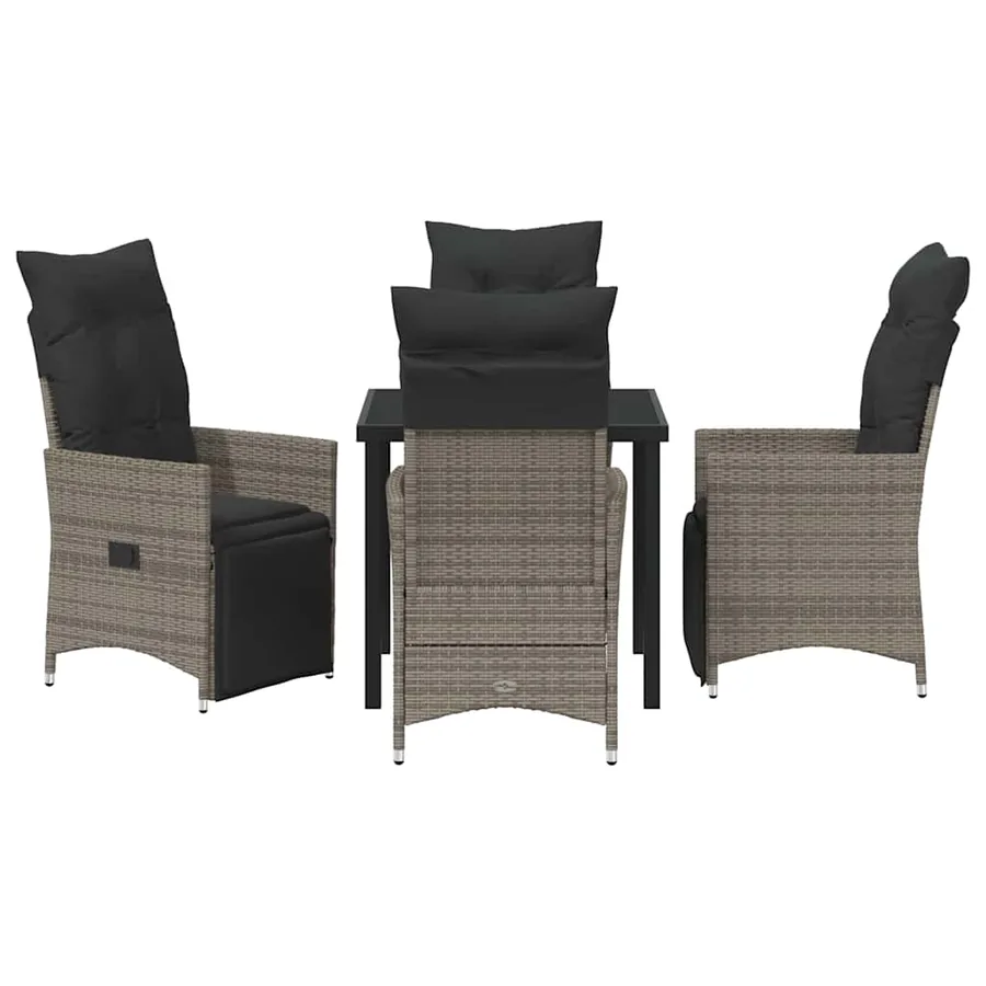 Ensemble de salle à manger pour jardin 5 pcs Gris polyrotin - 7