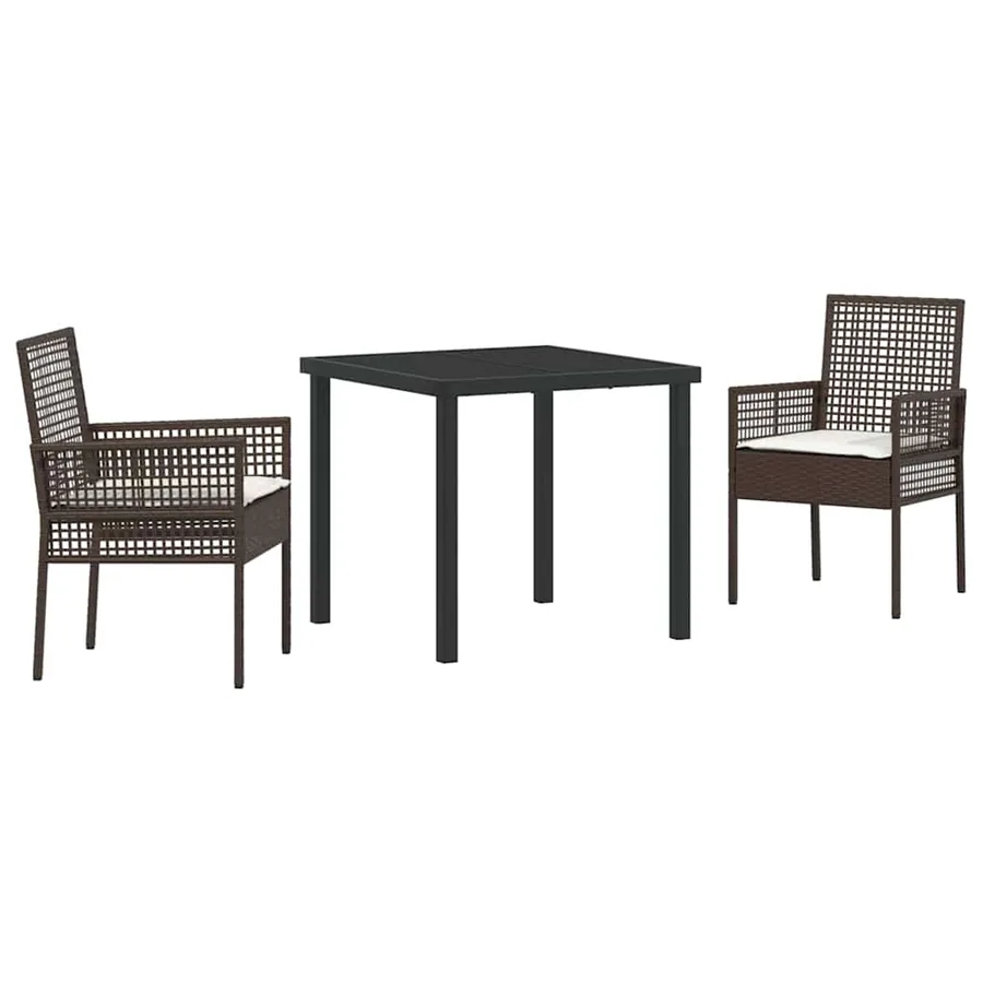 Ensemble de salle à manger pour jardin 3 pcs Marron polyrotin - 2