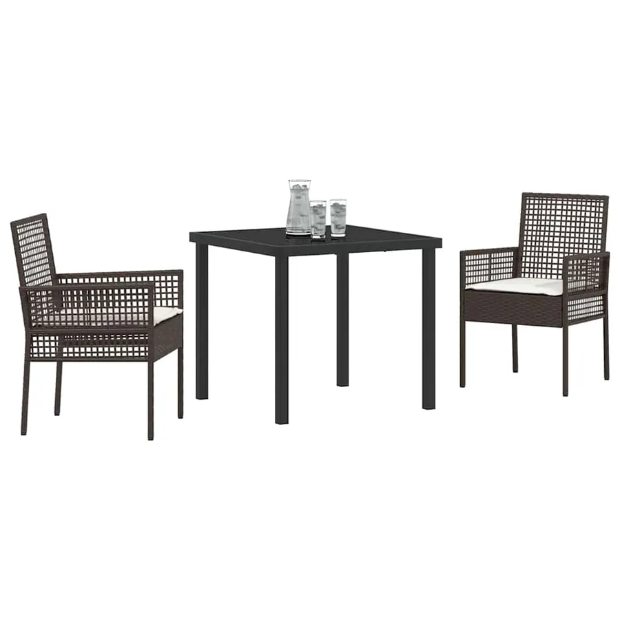 Ensemble de salle à manger pour jardin 3 pcs Marron polyrotin - 3