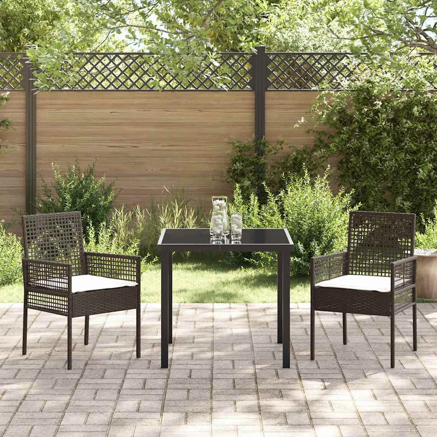 Ensemble de salle à manger pour jardin 3 pcs Marron polyrotin - 4