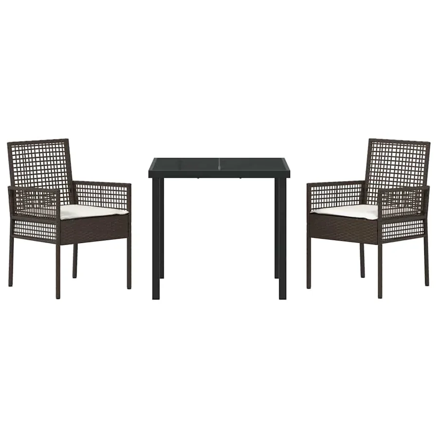 Ensemble de salle à manger pour jardin 3 pcs Marron polyrotin - 7
