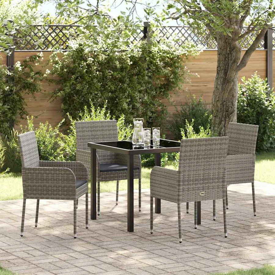 Ensemble de salle à manger pour jardin 5 pcs Gris polyrotin