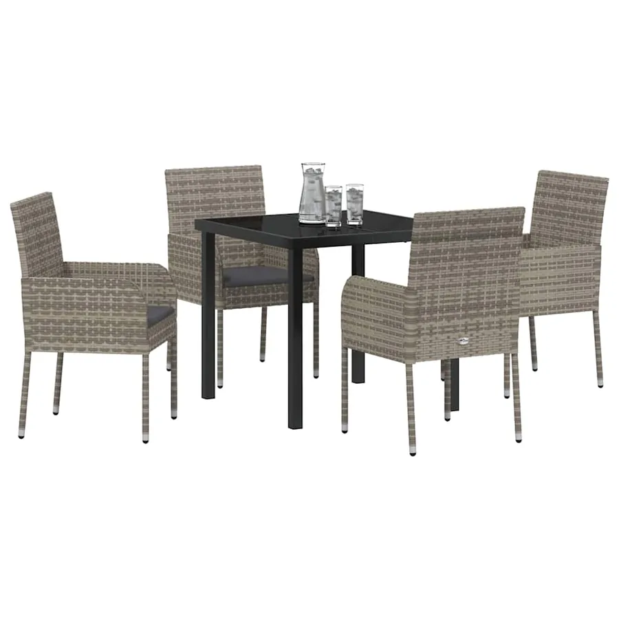 Ensemble de salle à manger pour jardin 5 pcs Gris polyrotin - 3