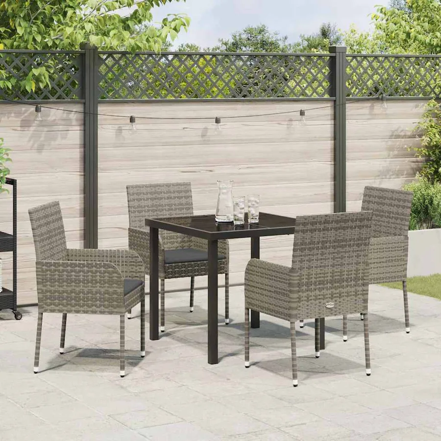 Ensemble de salle à manger pour jardin 5 pcs Gris polyrotin - 4