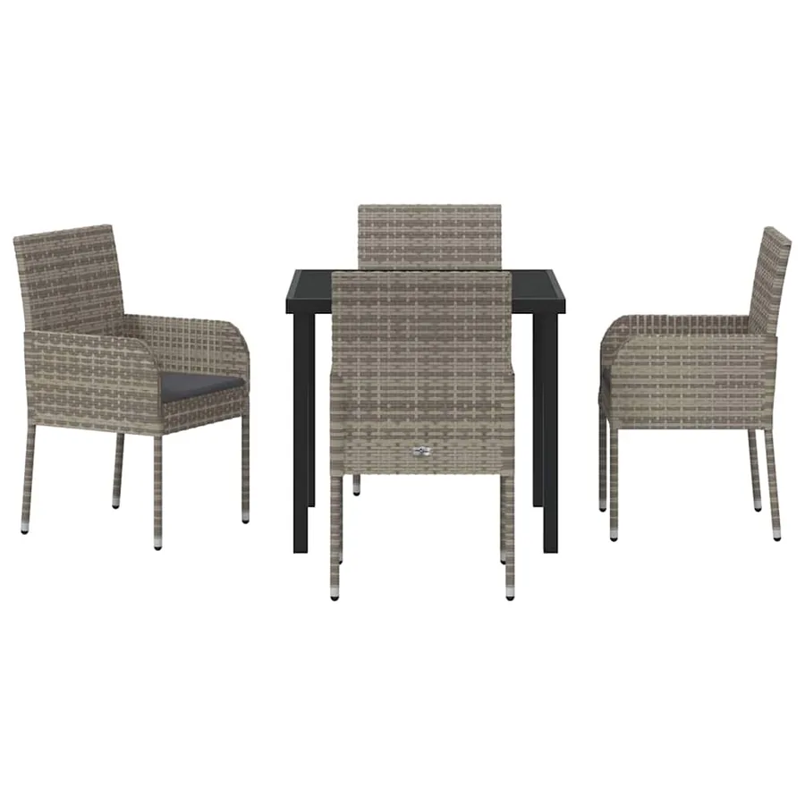 Ensemble de salle à manger pour jardin 5 pcs Gris polyrotin - 7