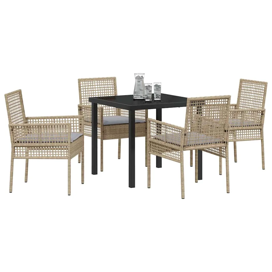 Ensemble de salle à manger pour jardin 5 pcs Beige polyrotin - 3