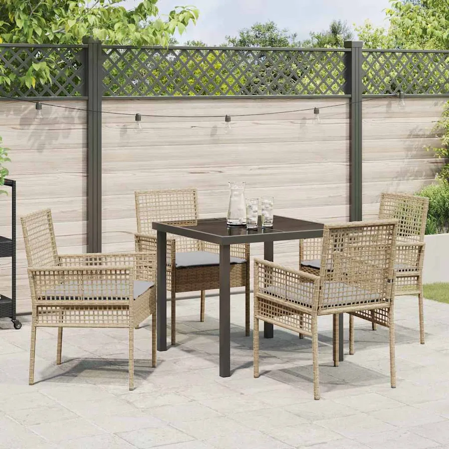 Ensemble de salle à manger pour jardin 5 pcs Beige polyrotin - 4
