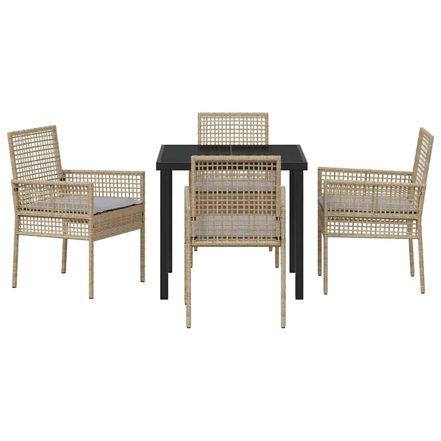 Ensemble de salle à manger pour jardin 5 pcs Beige polyrotin - 7