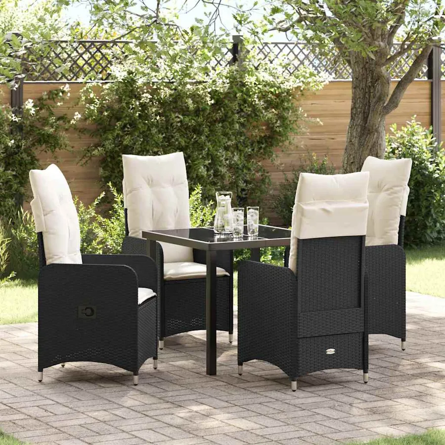 Ensemble de salle à manger pour jardin 5 pcs Noir polyrotin