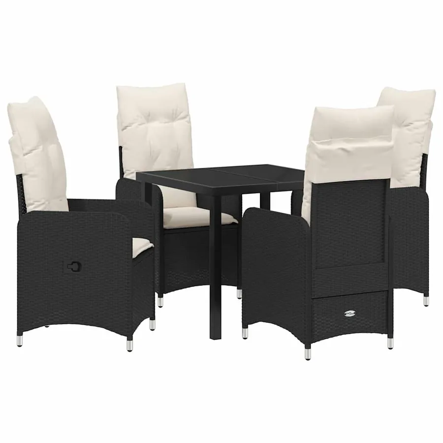Ensemble de salle à manger pour jardin 5 pcs Noir polyrotin - 2