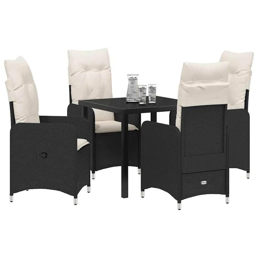 Ensemble de salle à manger pour jardin 5 pcs Noir polyrotin - 3