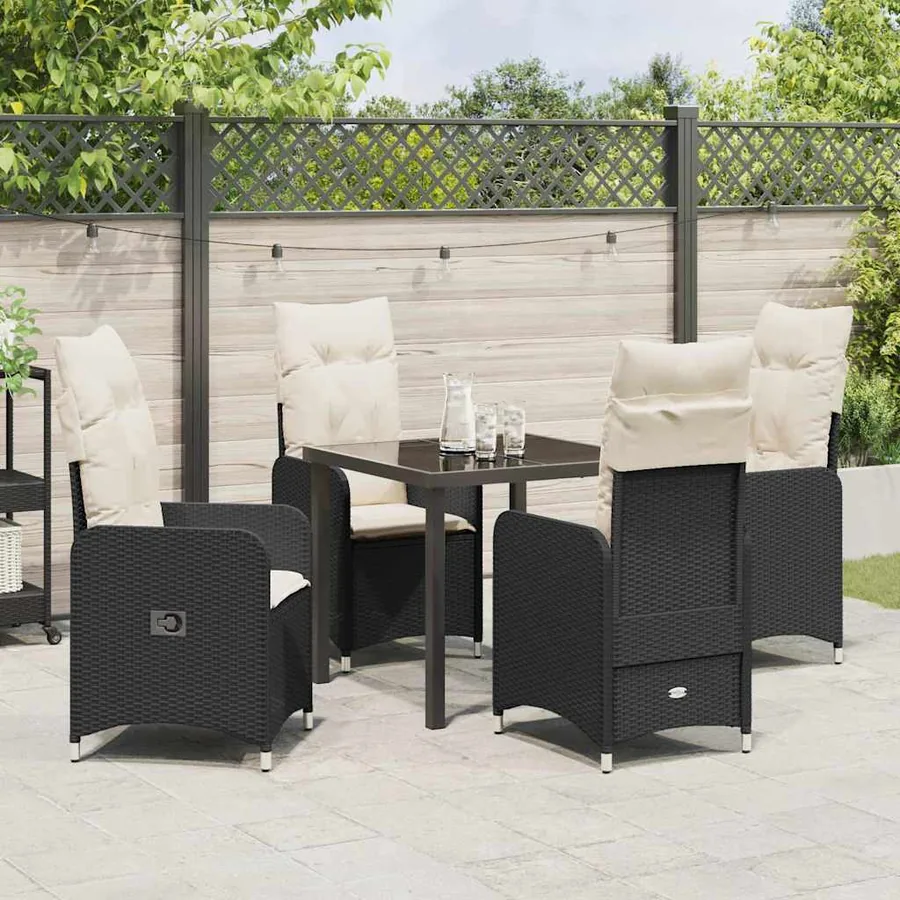 Ensemble de salle à manger pour jardin 5 pcs Noir polyrotin - 4