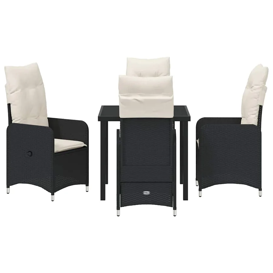 Ensemble de salle à manger pour jardin 5 pcs Noir polyrotin - 7