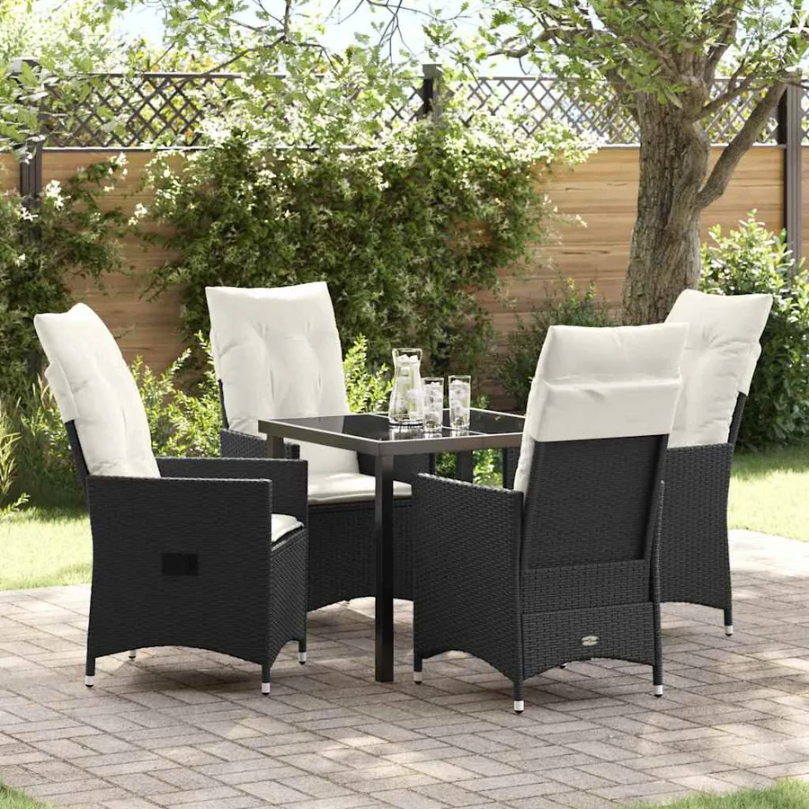 Ensemble de salle à manger pour jardin 5 pcs Noir polyrotin