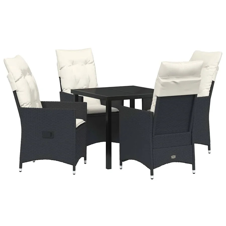 Ensemble de salle à manger pour jardin 5 pcs Noir polyrotin - 2