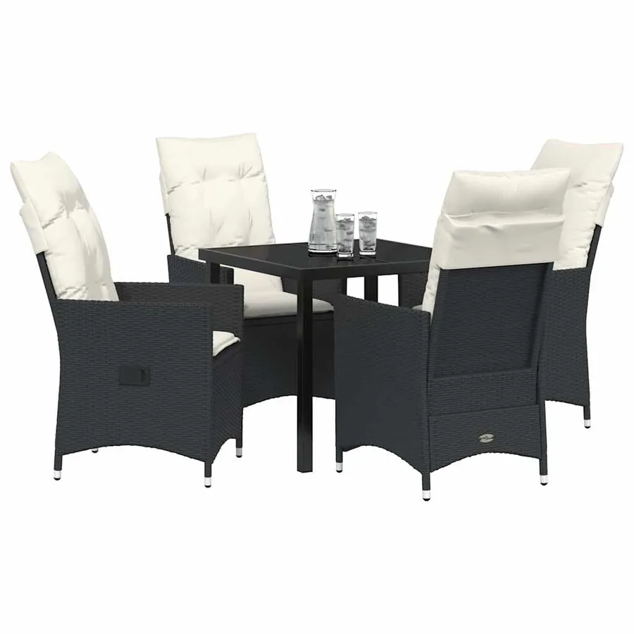 Ensemble de salle à manger pour jardin 5 pcs Noir polyrotin - 3