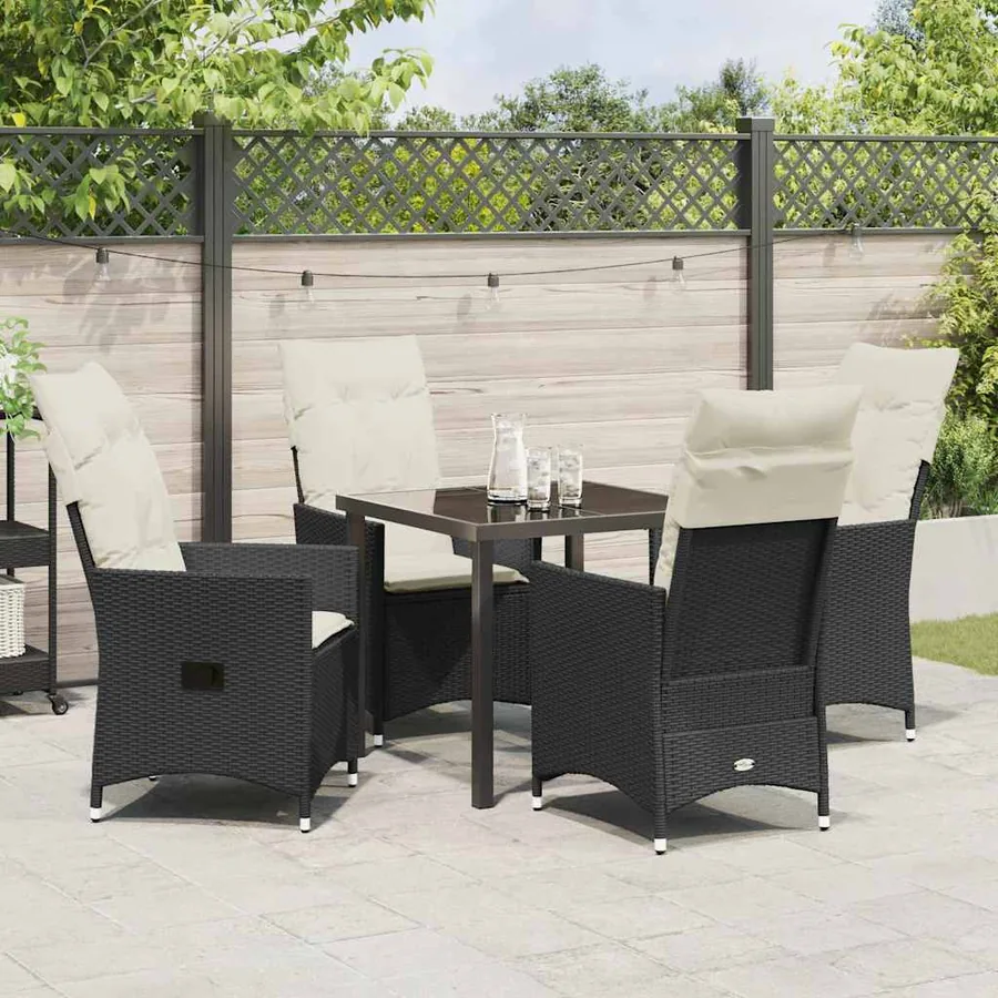 Ensemble de salle à manger pour jardin 5 pcs Noir polyrotin - 4
