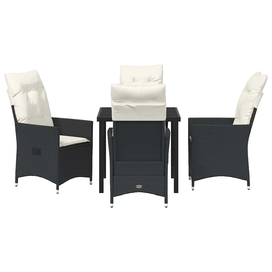 Ensemble de salle à manger pour jardin 5 pcs Noir polyrotin - 7