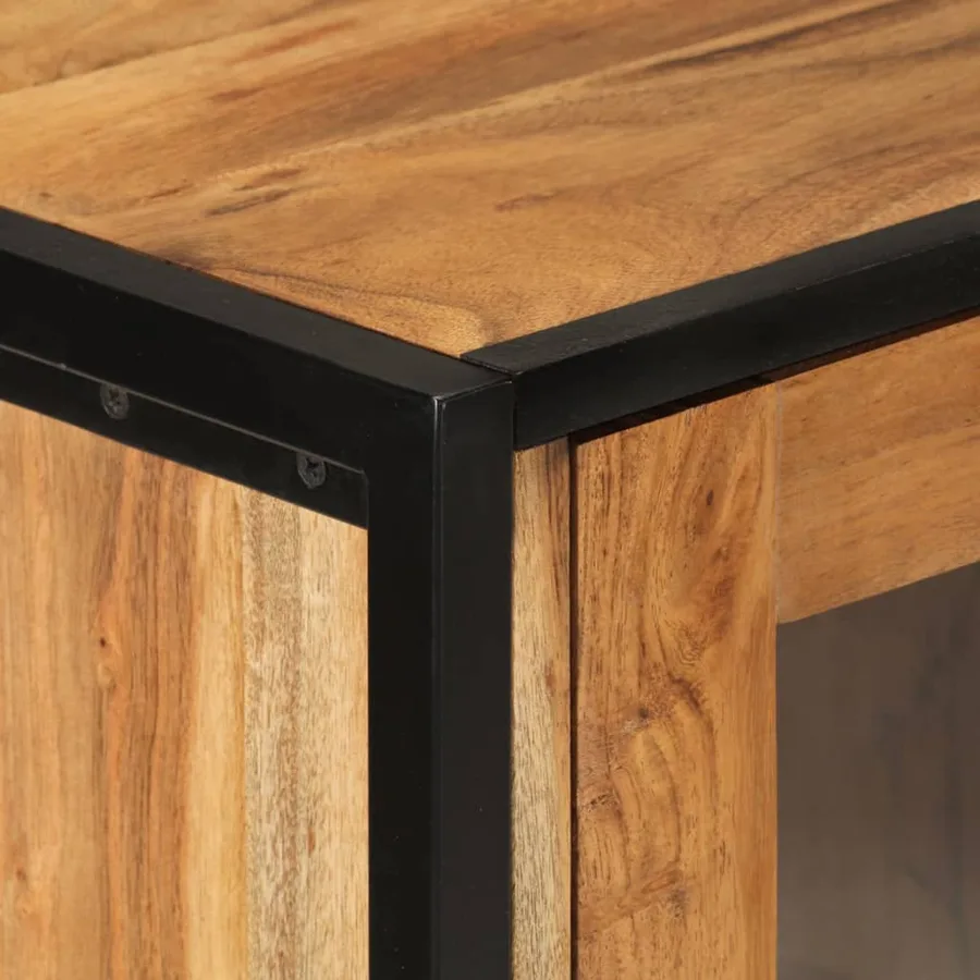 Armoire de salle de bain murale bois massif d'acacia et fer - 6