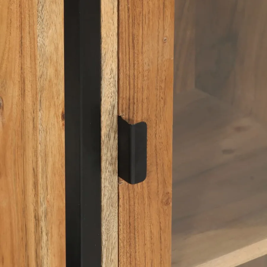 Armoire de salle de bain murale bois massif d'acacia et fer - 7