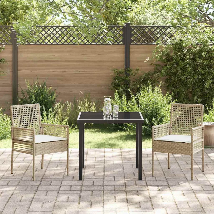 Ensemble de salle à manger pour jardin 3 pcs Beige polyrotin - 4