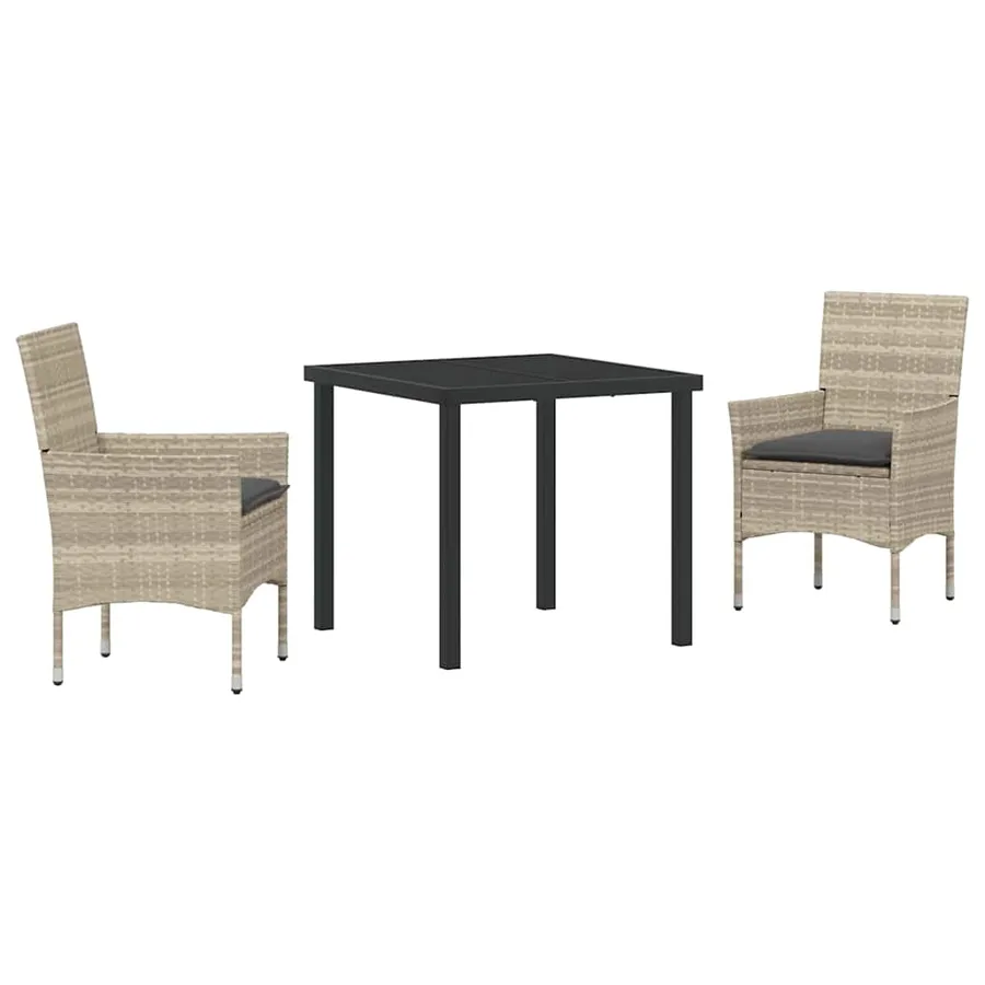 Ensemble de salle à manger pour jardin 3 pcs Gris clair - 2