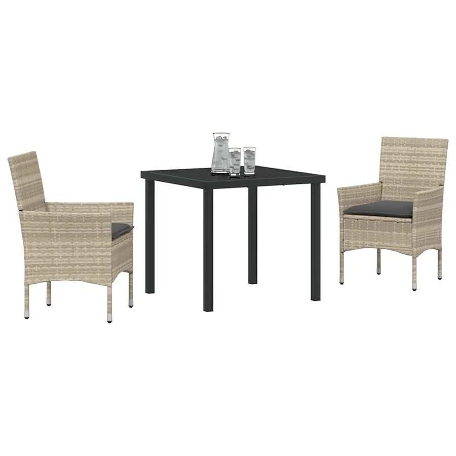 Ensemble de salle à manger pour jardin 3 pcs Gris clair - 3