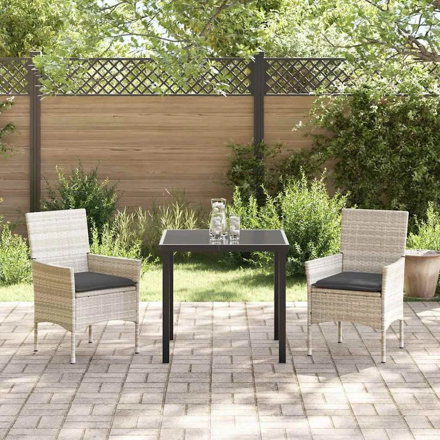 Ensemble de salle à manger pour jardin 3 pcs Gris clair - 4