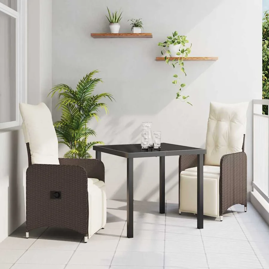 Ensemble de salle à manger pour jardin 3 pcs Marron polyrotin
