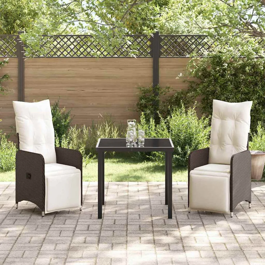 Ensemble de salle à manger pour jardin 3 pcs Marron polyrotin - 4