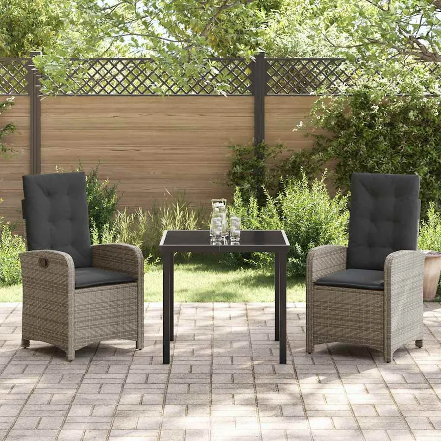 Ensemble de salle à manger pour jardin 3 pcs Gris polyrotin