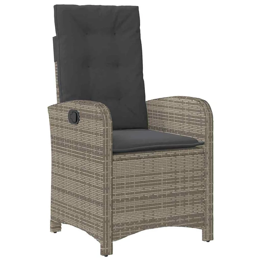 Ensemble de salle à manger pour jardin 3 pcs Gris polyrotin - 4