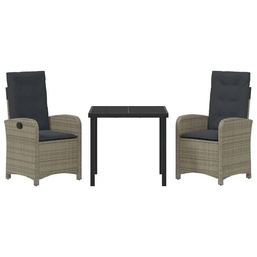 Ensemble de salle à manger pour jardin 3 pcs Gris polyrotin - 5