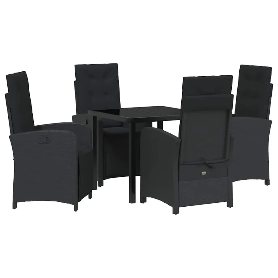 Ensemble de salle à manger pour jardin 5 pcs Noir polyrotin - 2