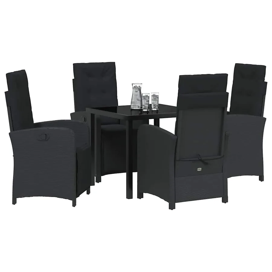 Ensemble de salle à manger pour jardin 5 pcs Noir polyrotin - 3