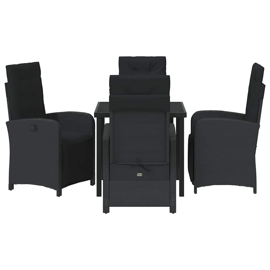 Ensemble de salle à manger pour jardin 5 pcs Noir polyrotin - 7
