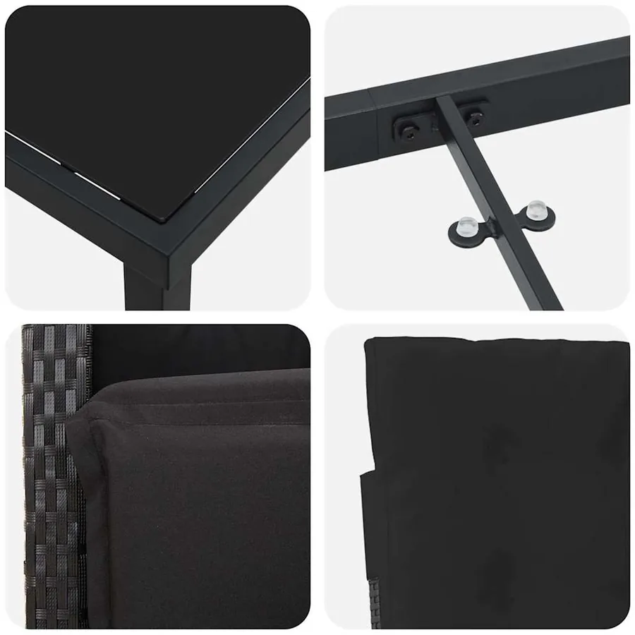 Ensemble de salle à manger pour jardin 5 pcs Noir polyrotin - 9