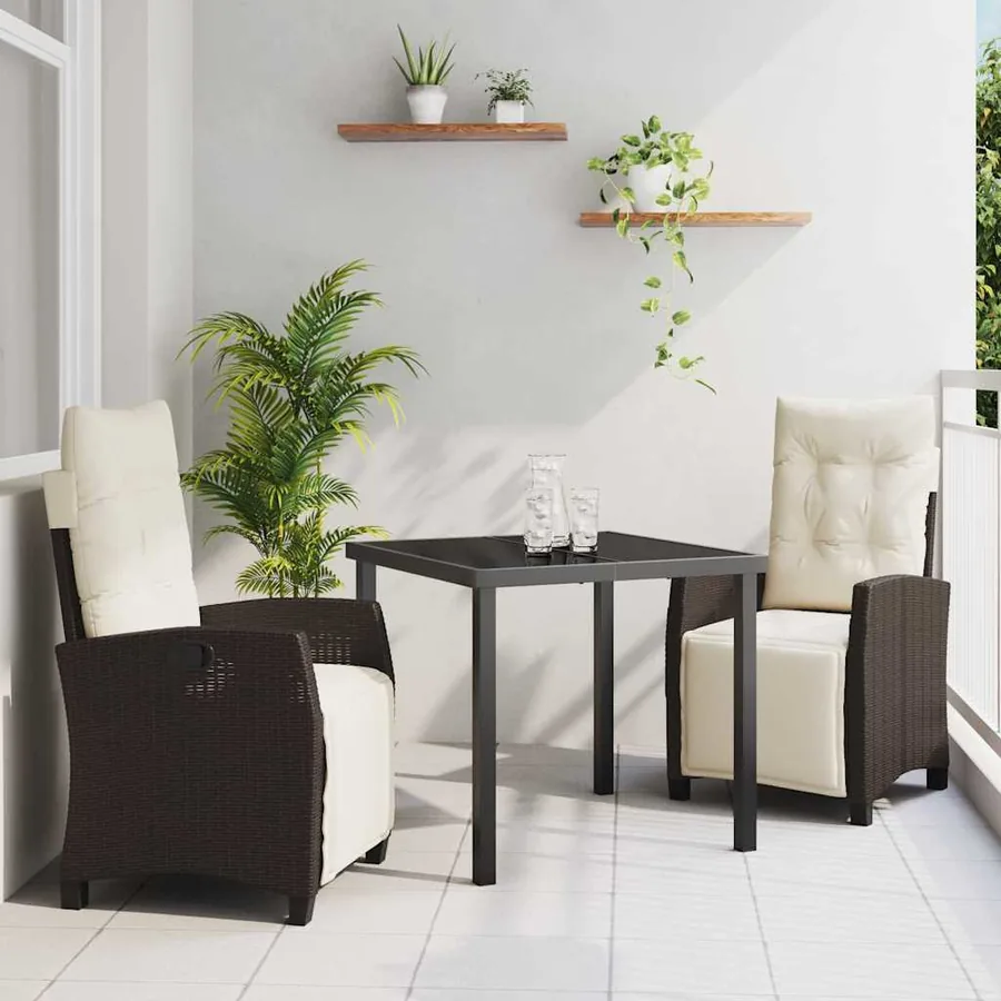 Ensemble de salle à manger pour jardin 3 pcs Marron polyrotin