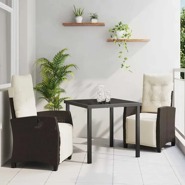 Ensemble de salle à manger pour jardin 3 pcs Marron polyrotin